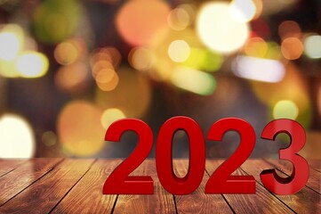 Wall Mural - Numbers 2023 on the desk for new year card