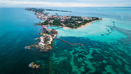 Wall Mural - Aerial view of riviera Maya Isla de le mujeres in Cancun Mexico travel resort beach town 