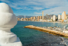 Panoramic Views Of The Benidorm Skyscrapers And The Beach.
