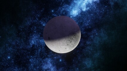 Wall Mural - moon phase. half of moon close up