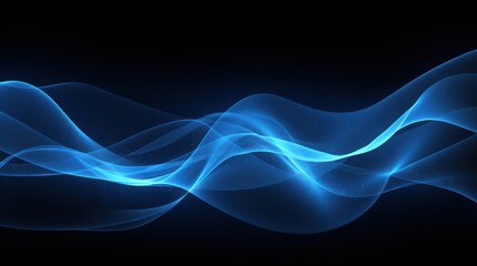 Wall Mural - abstract blue smoke lines on black background