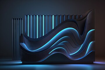 Wall Mural - Abstract blue wavy background with glow