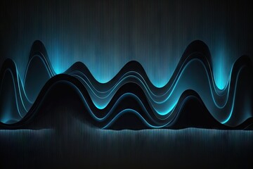 Wall Mural - Abstract blue background with glowing lines and waves