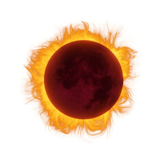 Wall Mural - total solar eclipse with solar corona on transparent background