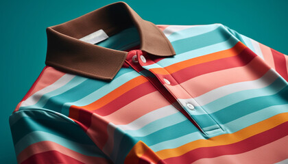 Wall Mural - Modern striped silk shirt, vibrant colors, elegant business attire generated by AI