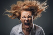 Middle age woman crazy and mad shouting and yelling with aggressive expression and arms raised. frustration concept. anger and hysteria emotions face portrait