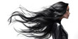 Stunning asian woman with long black hair. Glossy wavy beautiful hair