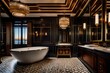 The luxurious and historical design of an Art Deco residence's bathroom, with vintage fixtures and a nod to the era's style