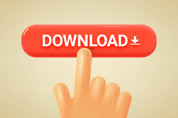 Aufkleber - Hand pressing download button. 3d vector illustration