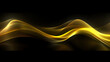 Golden light tails on black background, a yellow light wave on a dark backdrop, glowing golden elegance 