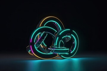 Aufkleber - 3D rendering of a neon blank logo mockup, futuristic and stylish design with neon lights forming the logo, creating a dynamic and attention-grabbing visual, 3D rendering with realistic neon effects