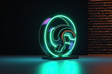 Aufkleber - 3D rendering neon blank logo mockup, futuristic and stylish design. Neon lights shape the logo, resulting in a dynamic visual that captures attention, enhanced by realistic neon effects.
