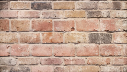 Sticker - Weathered brick wall, solid construction material, old fashioned building design generated by AI