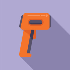 Poster - Health check gun icon flat vector. Scanner device. Detection remote viral