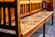 typical old wooden bench - closeup