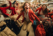 © Alona - A hysterical woman runs to a sale in a store, ai generated
