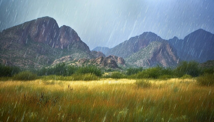 Canvas Print - Majestic mountain range, tranquil meadow, and milky way above generated by AI