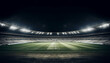 Digital composite of crowded soccer field illuminated by floodlights generated by AI