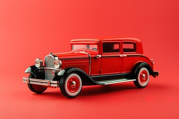 a red car on a red background, old cars in vintage style