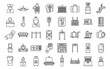 © anatolir - Check in airport icons set outline vector. Plane airport. People counter check