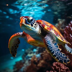 Wall Mural - green sea turtle