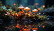Freshness of autumn forest, edible mushroom growth generated by AI