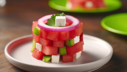 Sticker - Fresh salad plate with organic fruit and vegetable variation generated by AI