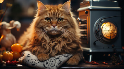 Canvas Print - cat sitting in the armchair