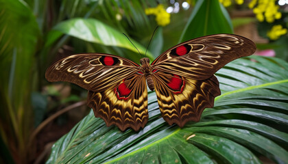 Wall Mural - Vibrant colors of butterfly wings showcase beauty in nature elegance generated by AI