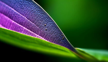 Poster - Vibrant purple flower in wet forest reflects beauty of nature generated by AI