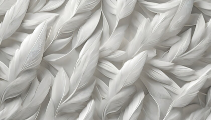 Wall Mural - abstract 3d white background organic shapes seamless pattern texture white bird feathers