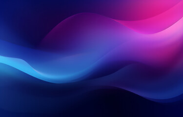 Poster - Elegant wavy formations of ribbons in a surreal 3D, Blue and purple gradient background, Colorful abstract. Iridescent Harmony: Abstract Wavy Multi-Colored. Website template concept