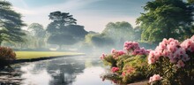 The Northern Botanic Gardens in Ireland are a national treasure with its stunning botanical displays of white flowers set against the backdrop of a vibrant blue sky creating a picturesque sc
