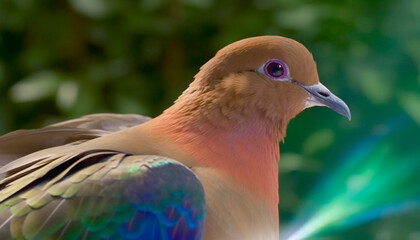 Sticker - Multi colored bird perched on branch, eyeing tranquil water below generated by AI