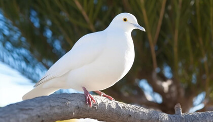 Sticker - A tranquil scene of a seagull perching on a branch generated by AI