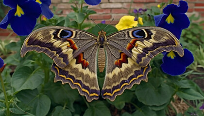 Canvas Print - Majestic butterfly in multi colored beauty, flying in nature fragility generated by AI