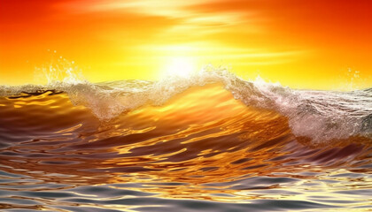 Sticker - Vibrant sunset over tranquil seascape, reflecting heaven beauty generated by AI