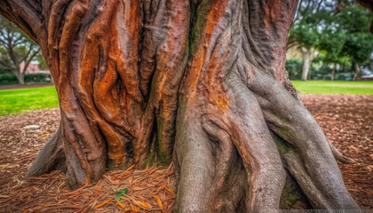 Poster - Ancient banyan tree in tropical rainforest, symbol of Buddhism generated by AI