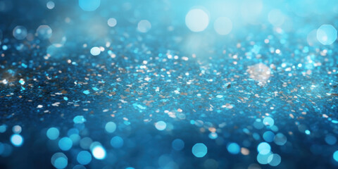 Wall Mural - shiny blue background with glitter and a small focus area and out of focus areas