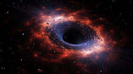 Wall Mural - black hole, illustration of a multicolored singularity in outer space abstract fictional bright cosm