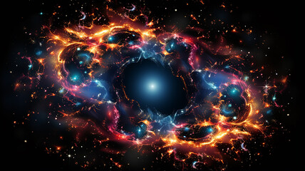 Wall Mural - black hole, illustration of a multicolored singularity in outer space abstract fictional bright cosm