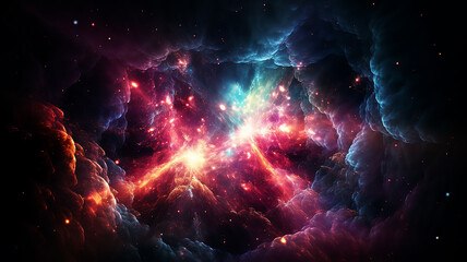 Wall Mural - black hole, illustration of a multicolored singularity in outer space abstract fictional bright cosm