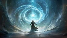 An Expert Sorcerer Standing In A Swirling Vortex Of Water Using Their Mastery To Divert Streams And Waves In Any Direction.