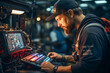 © Hunman - A mechanic using a computerized engine analyzer for accurate diagnostics.