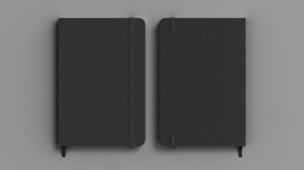 Wall Mural - Black cover notebook mockup on gray background