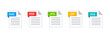 File type icons in flat style. Document in format doc, pdf, jpeg, zip, xls. vector illustration