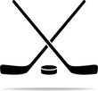 Black hockey icon. Hockey sticks with puck sign for sport design. vector .