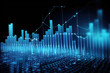 © NeeArtwork - stock market investment trading on blue background. Economic trends business. Generative AI.