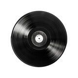 Fototapeta  - Black vinyl record isolated on transparent background Generative AI