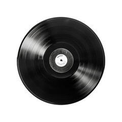 Black vinyl record isolated on transparent background Generative AI